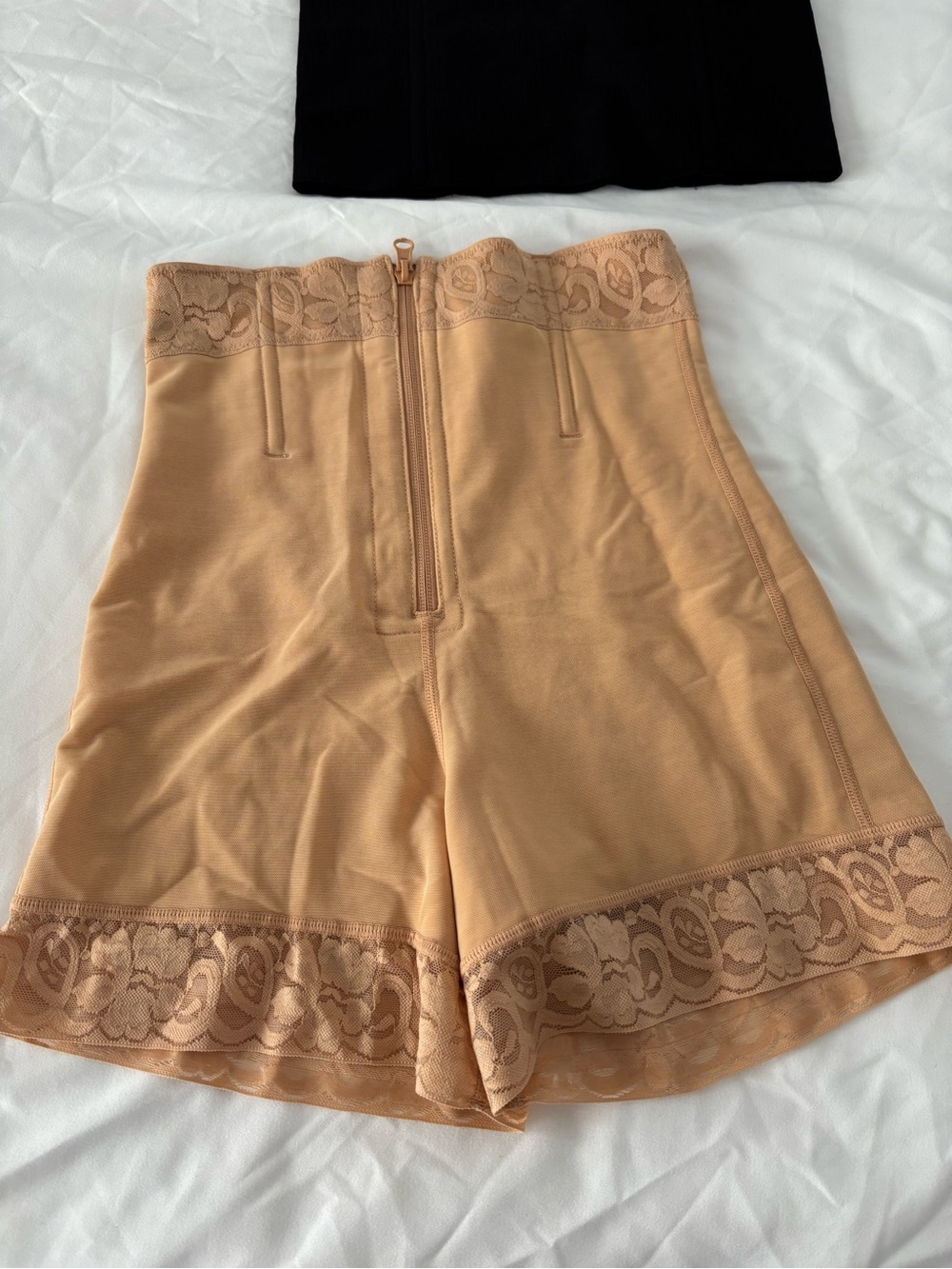 Like New!!! High-Waist Lace Trim Shaping Shorts - Nude